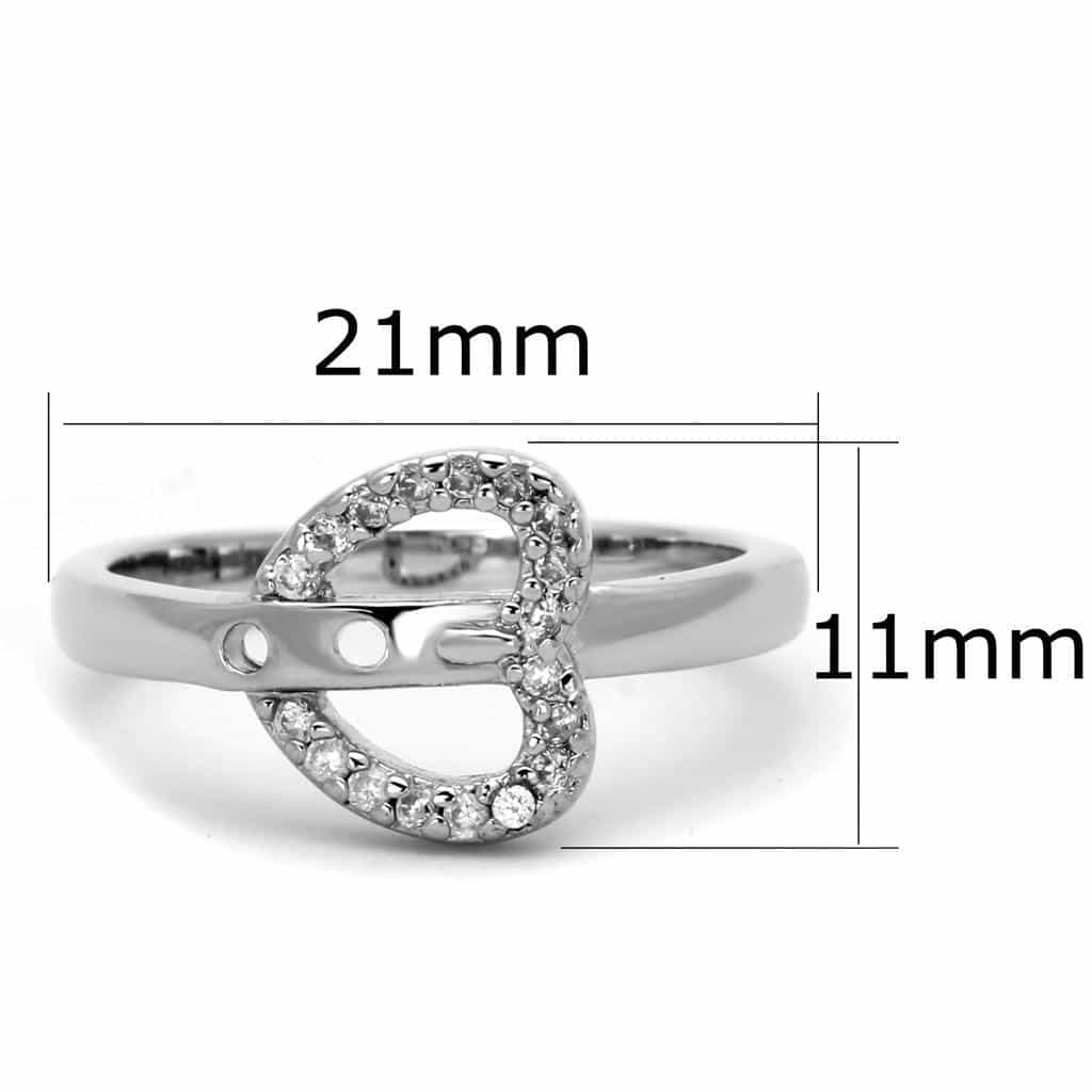 Brass CZ Pave Open Heart Solitaire Ring view 3