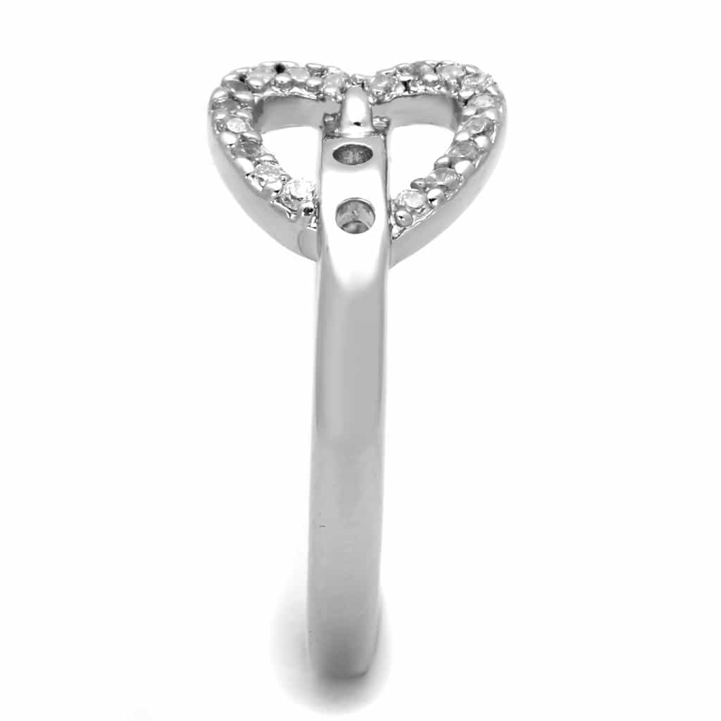 Brass CZ Pave Open Heart Solitaire Ring view 7
