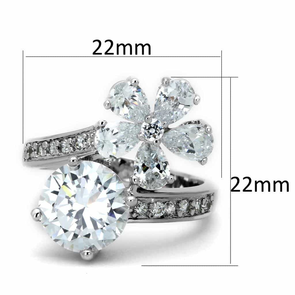 Brass CZ Pear Flower Cluster Cocktail Ring view 3