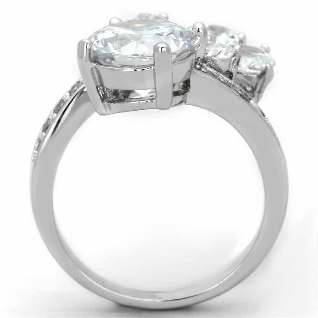 Brass CZ Pear Flower Cluster Cocktail Ring view 5