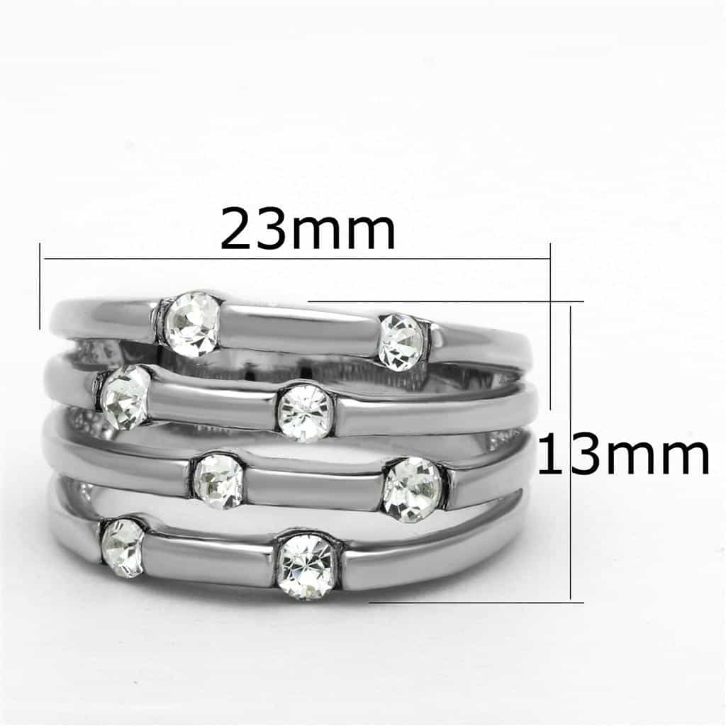 Brass CZ Bezel Scattered Multi-Row Wide Band Ring 3W581 view 3