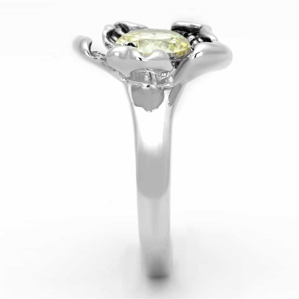 Brass Yellow CZ Oxidized Flower Bloom Cocktail Ring view 7