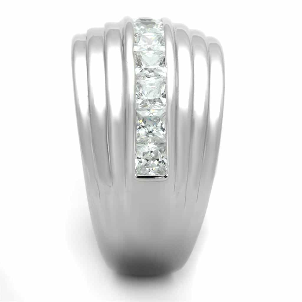 Brass CZ Princess Channel Multi-Row Wide Band Ring view 7