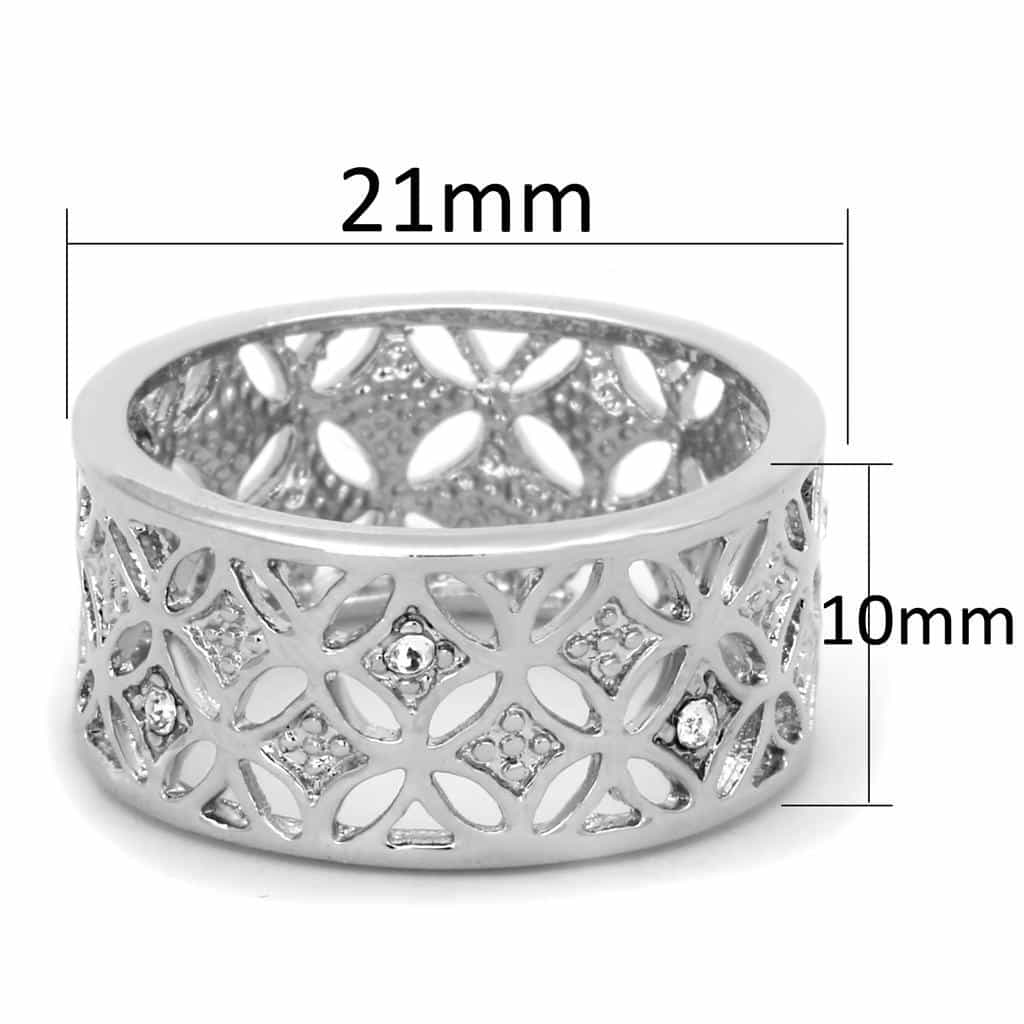 Brass CZ Filigree Leaf Cutout Wide Dome Ring view 3