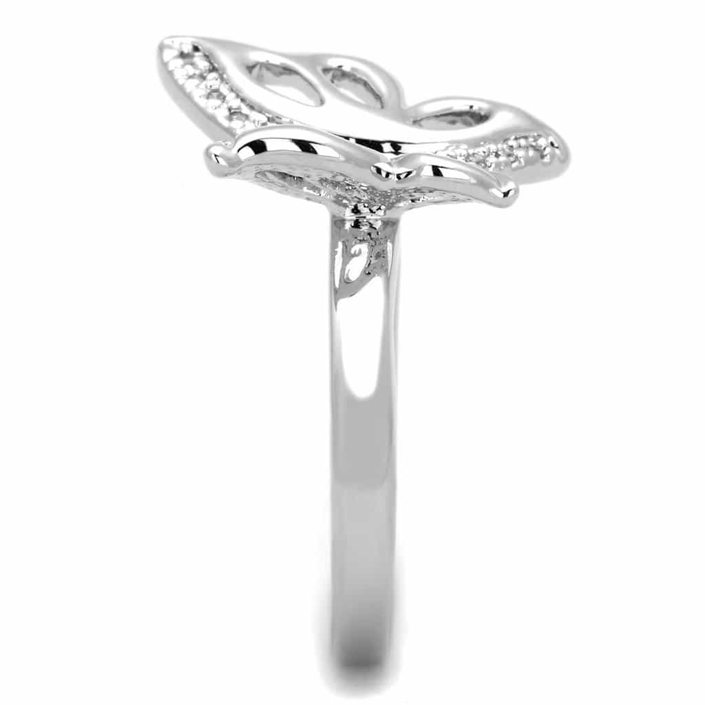 Brass CZ Pave Butterfly Wing Open Ring view 7