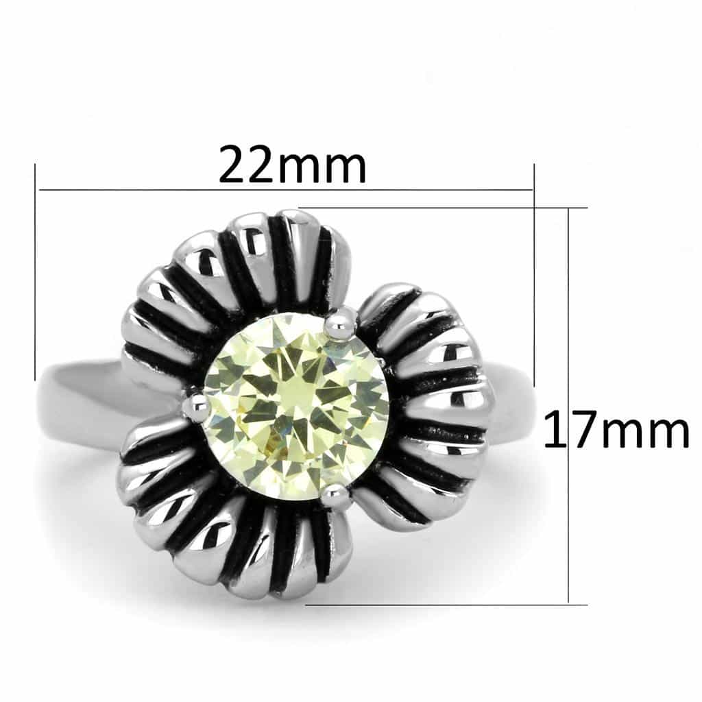 Brass Yellow CZ Oxidized Daisy Flower Cocktail Ring view 3