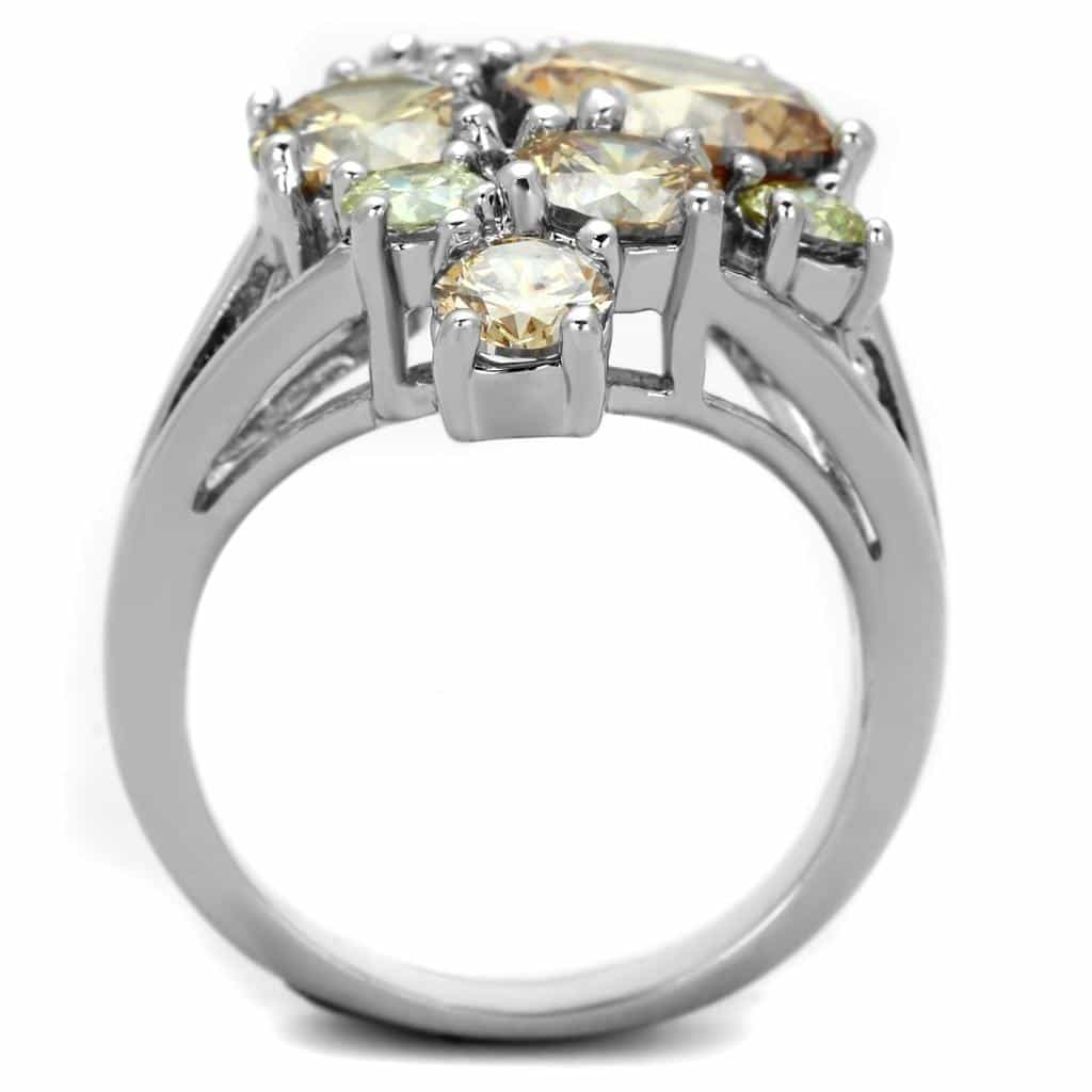 Brass Champagne CZ Round Cluster Cocktail Ring view 5