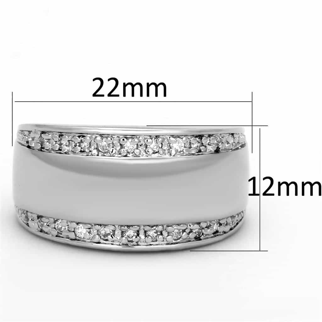 Brass CZ Pave Channel Wide Polished Band Ring view 3