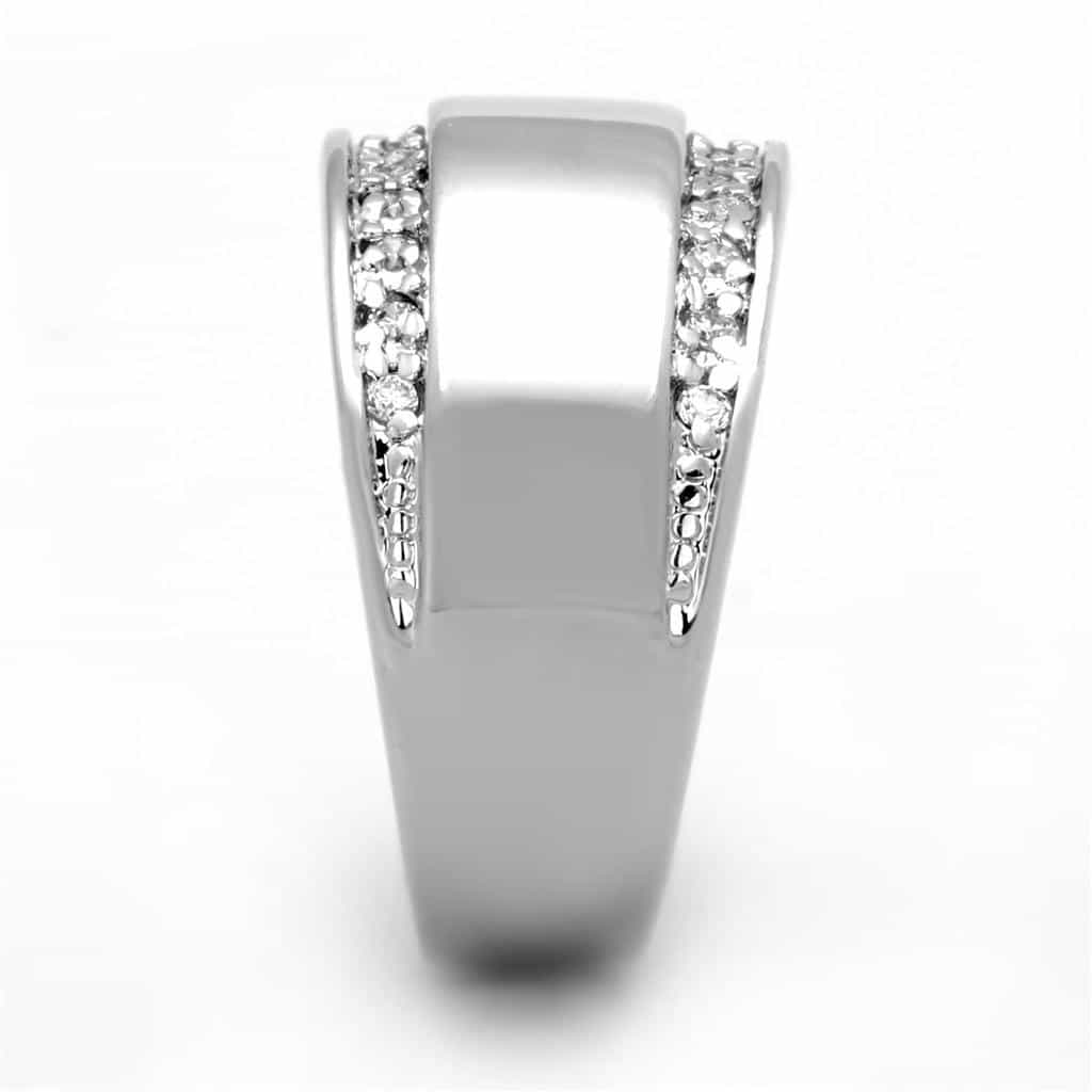 Brass CZ Pave Channel Wide Polished Band Ring view 7