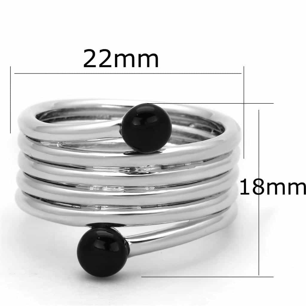 Brass Black Onyx Ball Wire Wrap Multi-Row Ring view 3