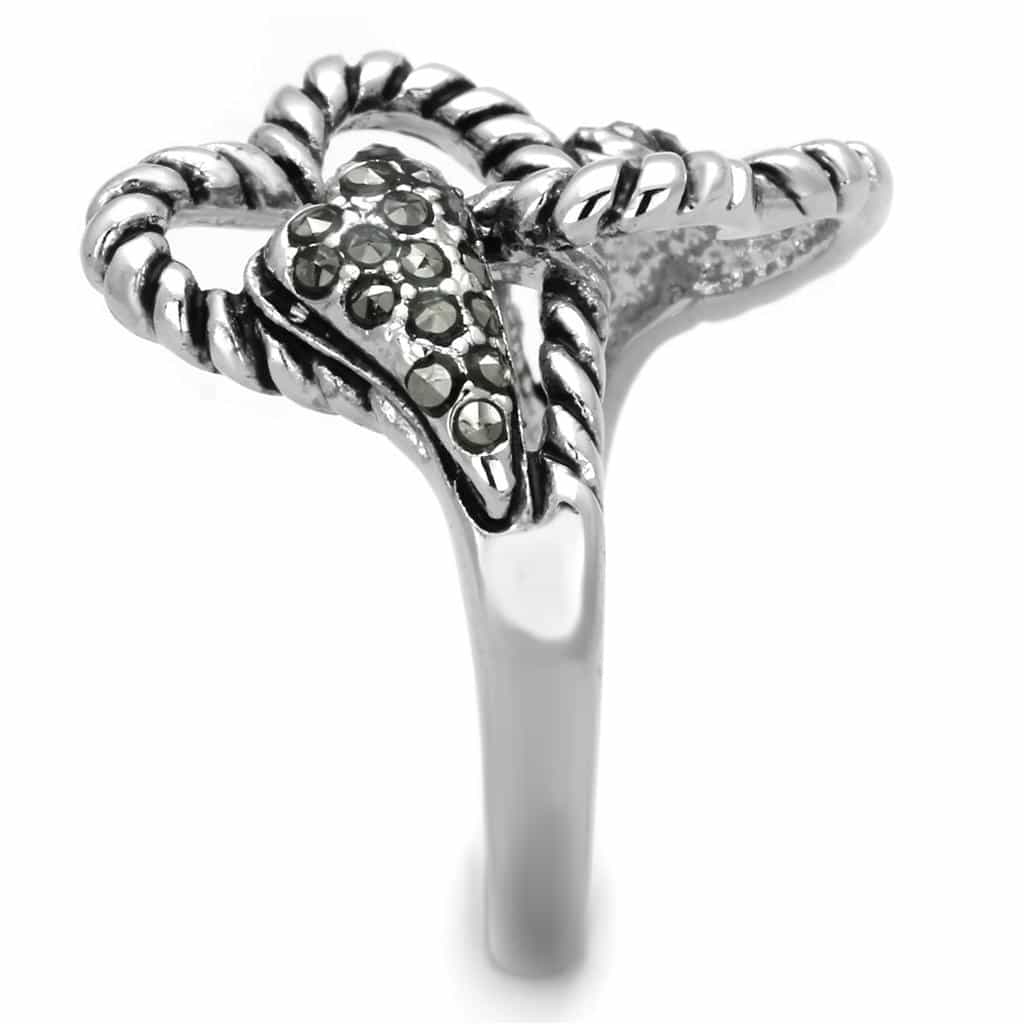 Brass Oxidized Snake Twisted Heart Open Ring view 7