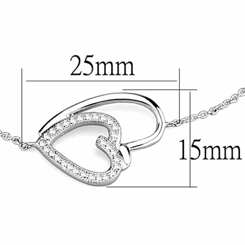 Brass CZ Pave Open Heart Chain Bracelet view 5