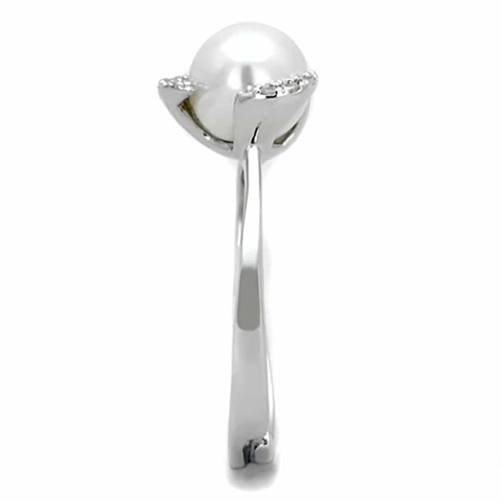 Brass Pearl CZ Wave Open Solitaire Ring view 7