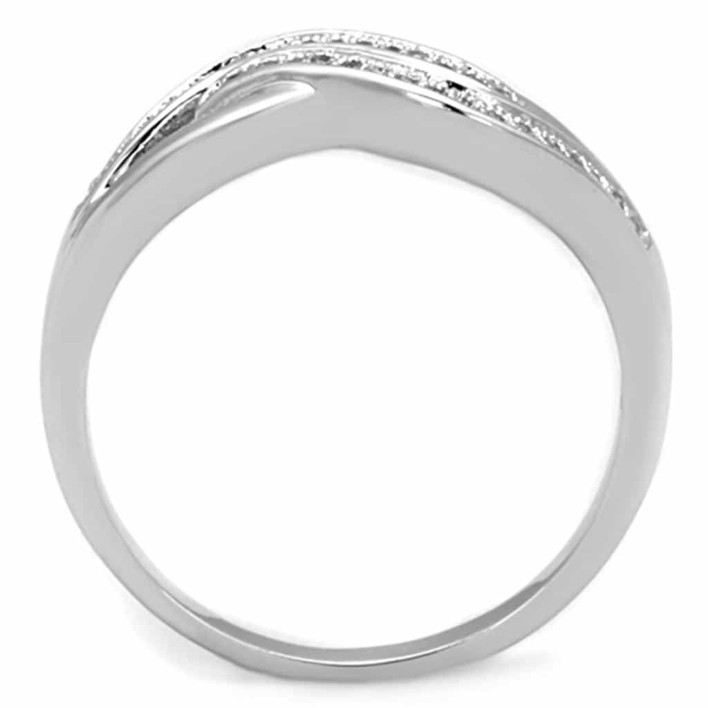 Brass CZ Pave Double Wave Crossover Band Ring view 5