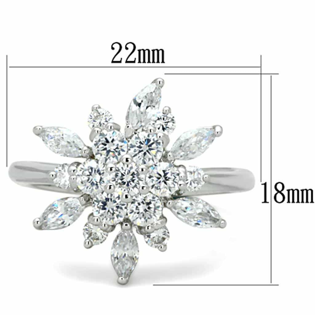 Brass CZ Marquise Round Flower Starburst Ring view 3