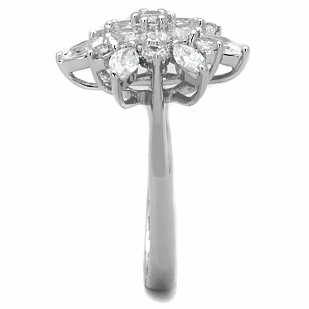 Brass CZ Marquise Round Flower Starburst Ring view 7