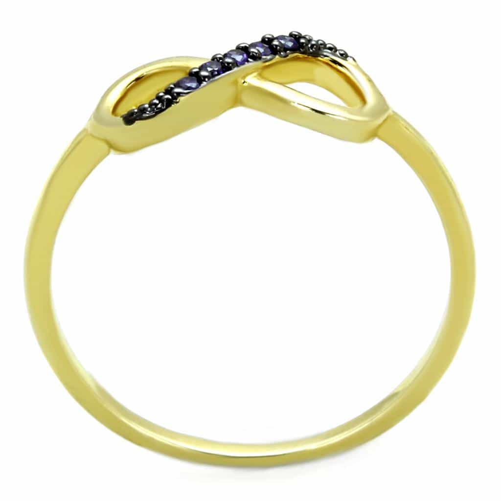 Brass Gold Tanzanite CZ Pave Infinity Loop Ring view 5