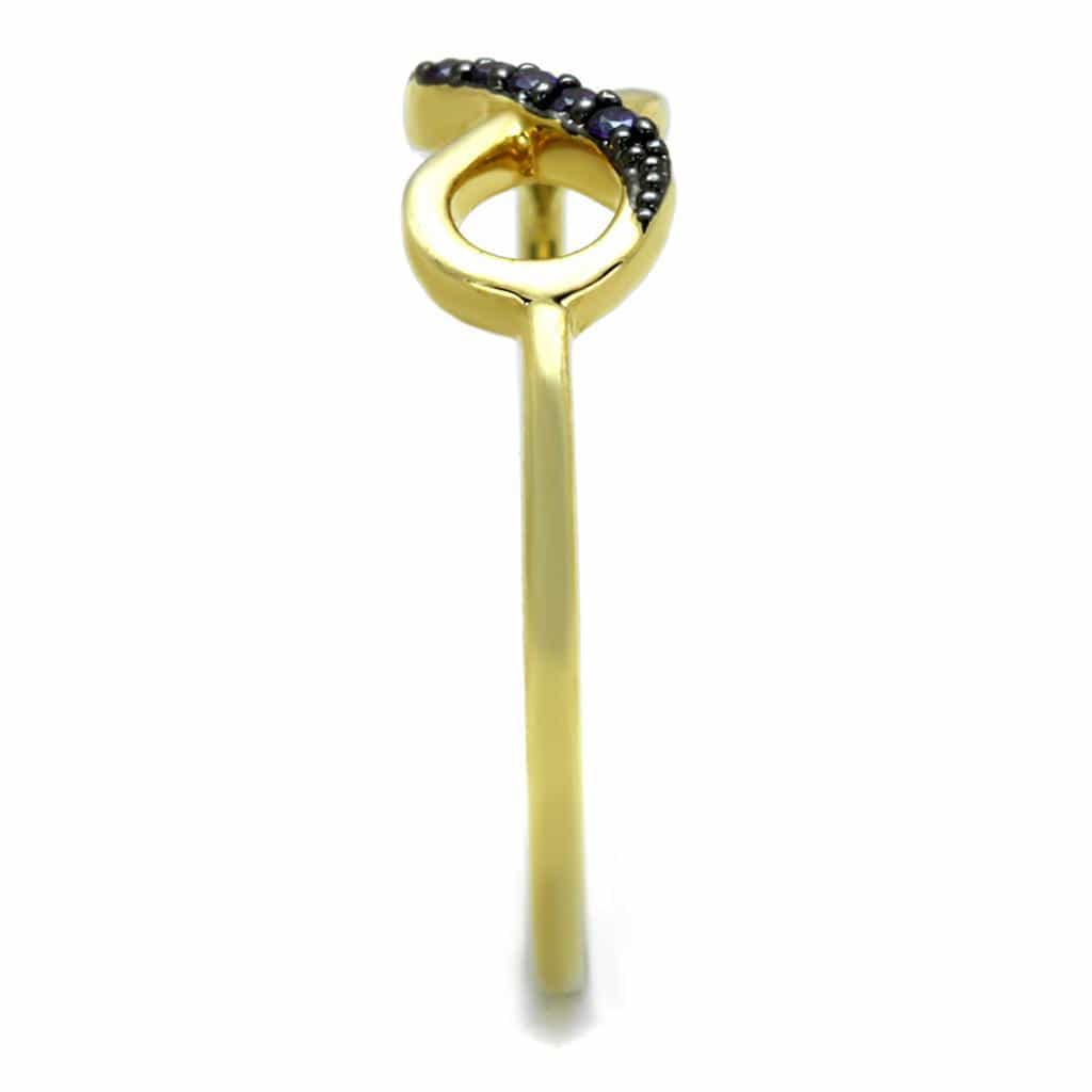 Brass Gold Tanzanite CZ Pave Infinity Loop Ring view 7