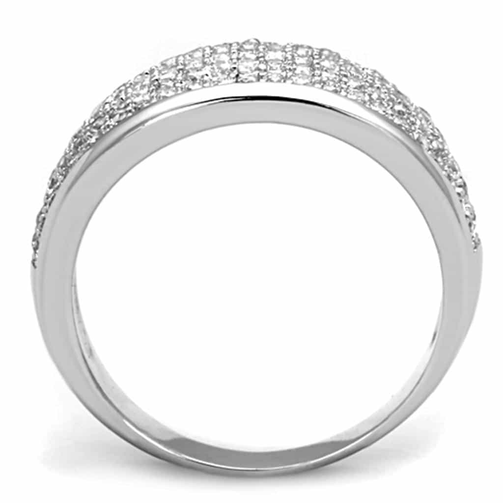 Brass CZ Pave Multi-Row Wide Dome Band Ring view 5