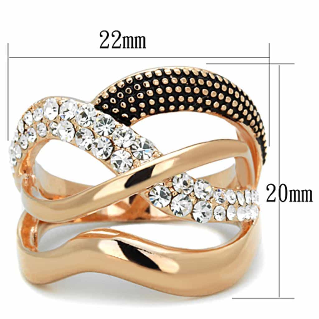 Brass Gold CZ Wave Crossover Wide Dome Ring view 3