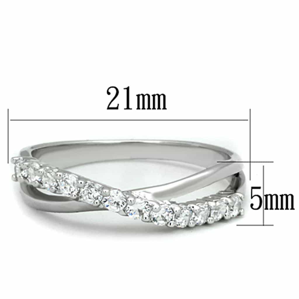 Brass CZ Channel X Crossover Band Ring view 3