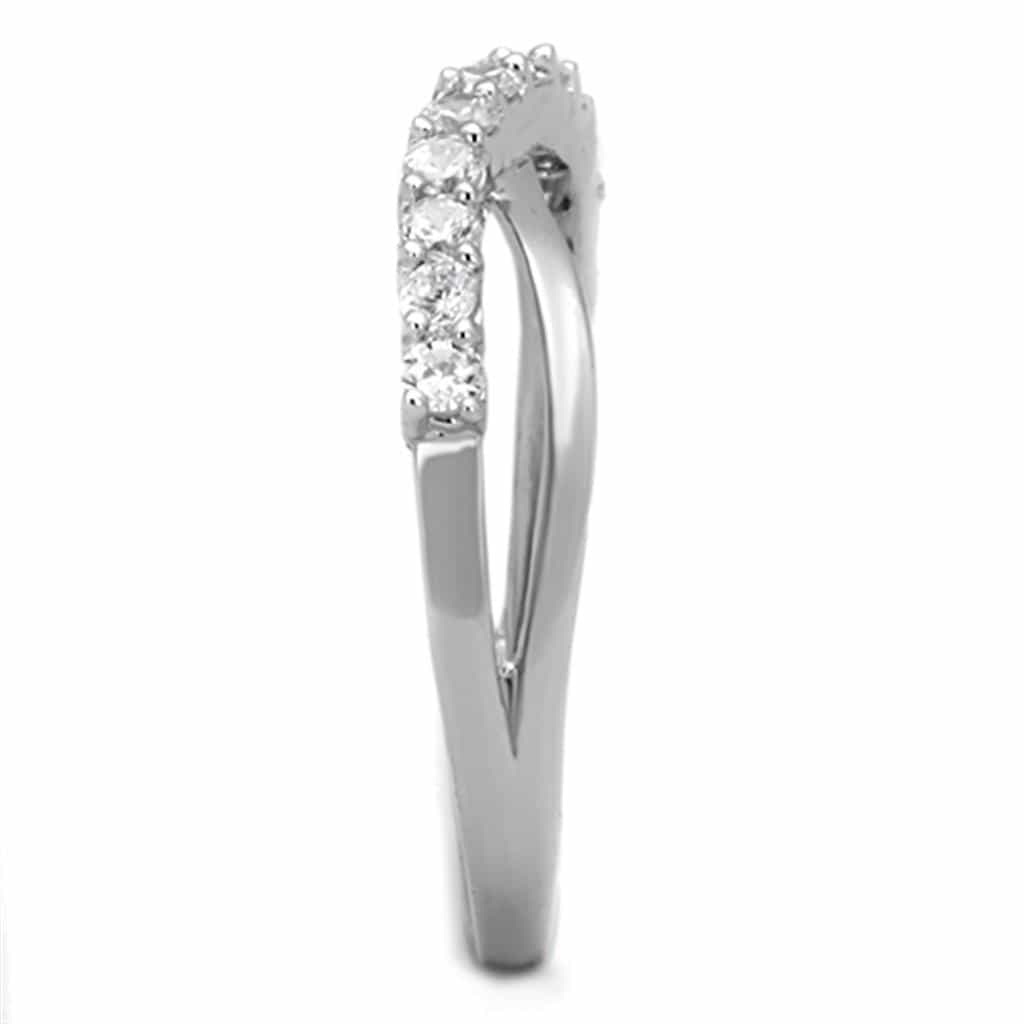 Brass CZ Channel X Crossover Band Ring view 7