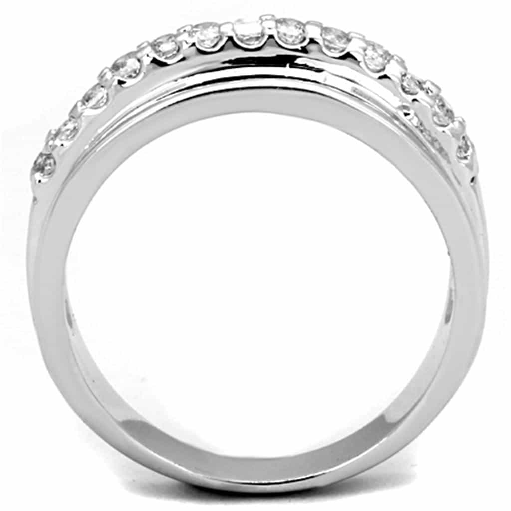 Brass CZ Pave Double Row Polished Band Ring view 5