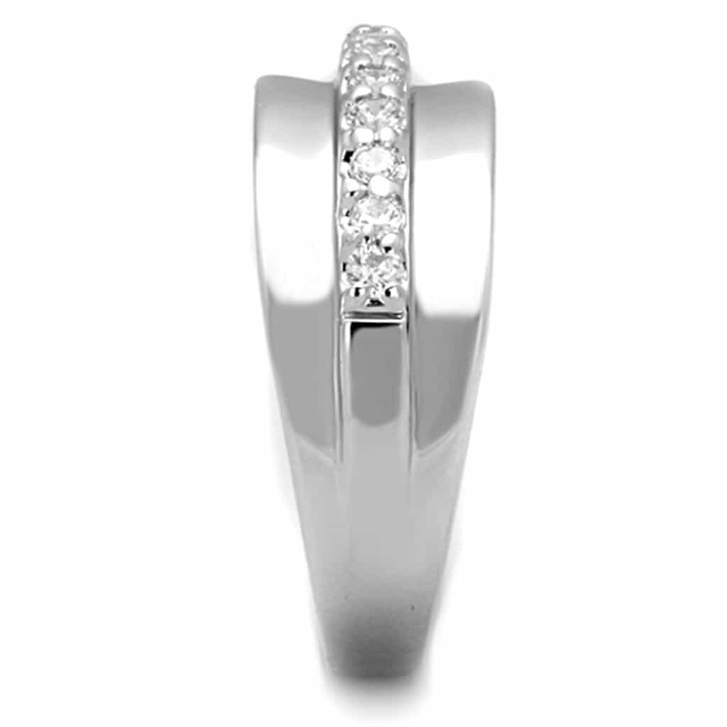 Brass CZ Pave Double Row Polished Band Ring view 7