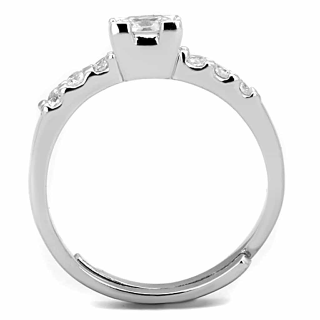 Brass CZ Princess Side Stone Ring view 5