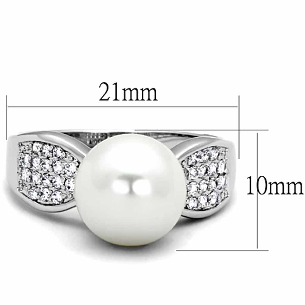 Brass Pearl CZ Leaf Bypass Solitaire Ring view 3