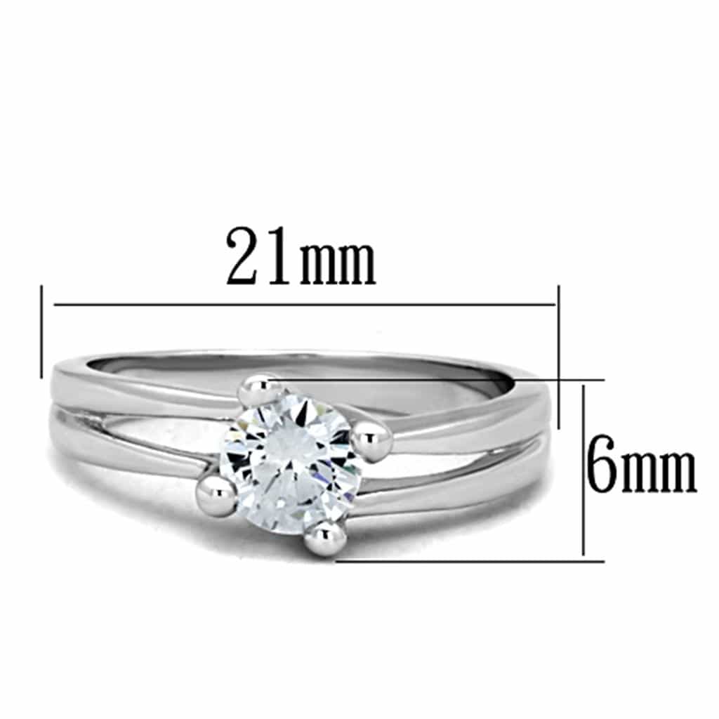 Brass CZ Round Solitaire Cathedral Ring view 3