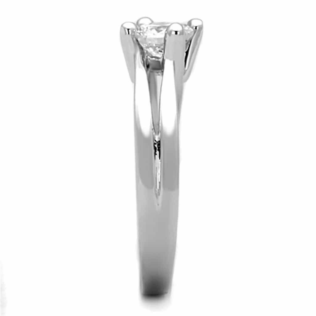 Brass CZ Round Solitaire Cathedral Ring view 7