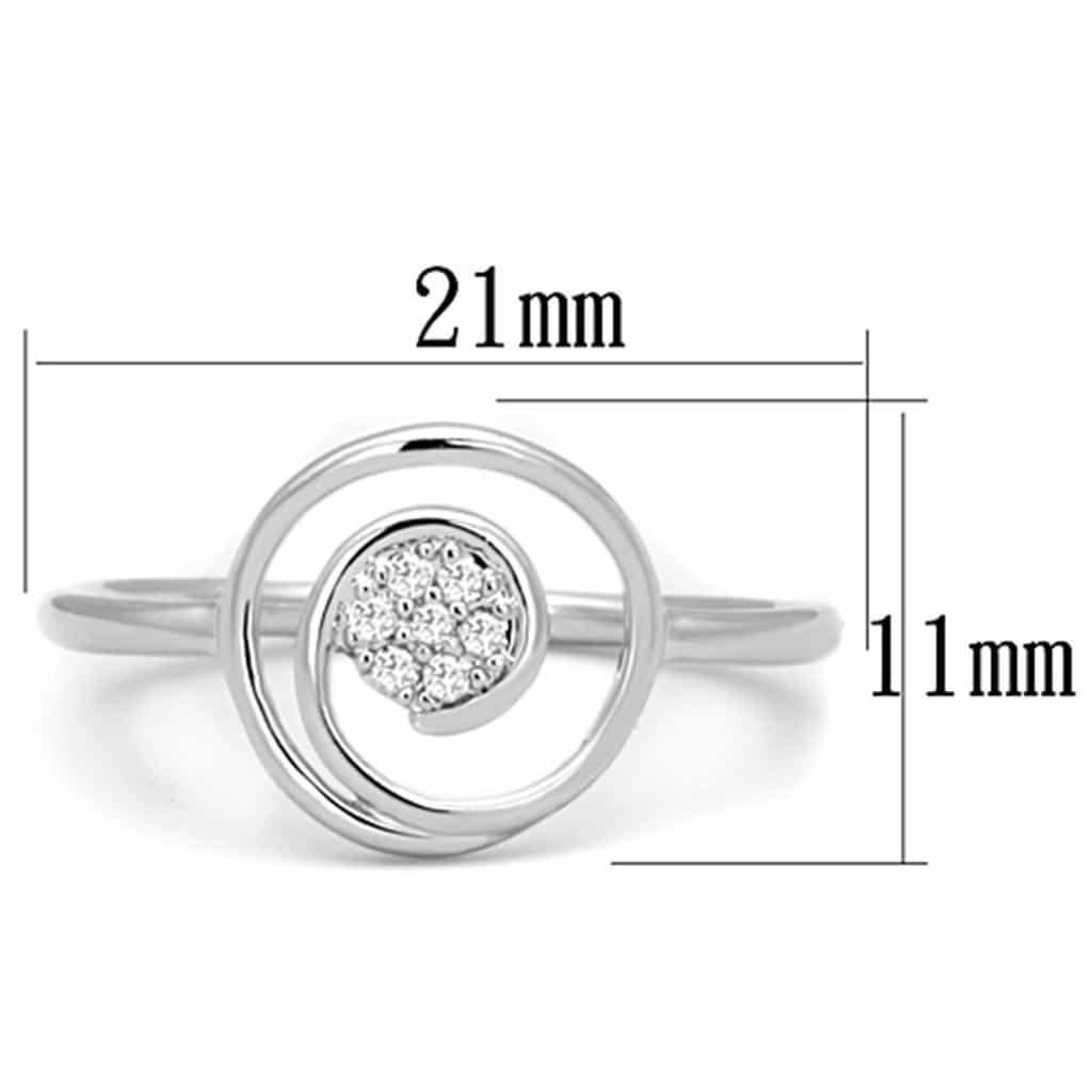 Brass CZ Oval Cluster Spiral Ring view 3