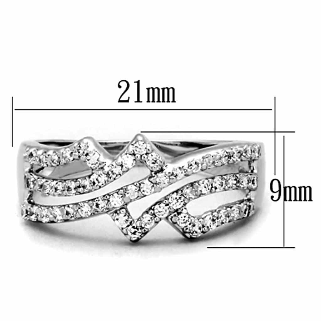 Brass CZ Pave Triple Wave Crossover Ring view 3