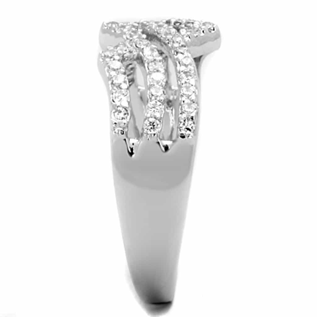 Brass CZ Pave Triple Wave Crossover Ring view 7