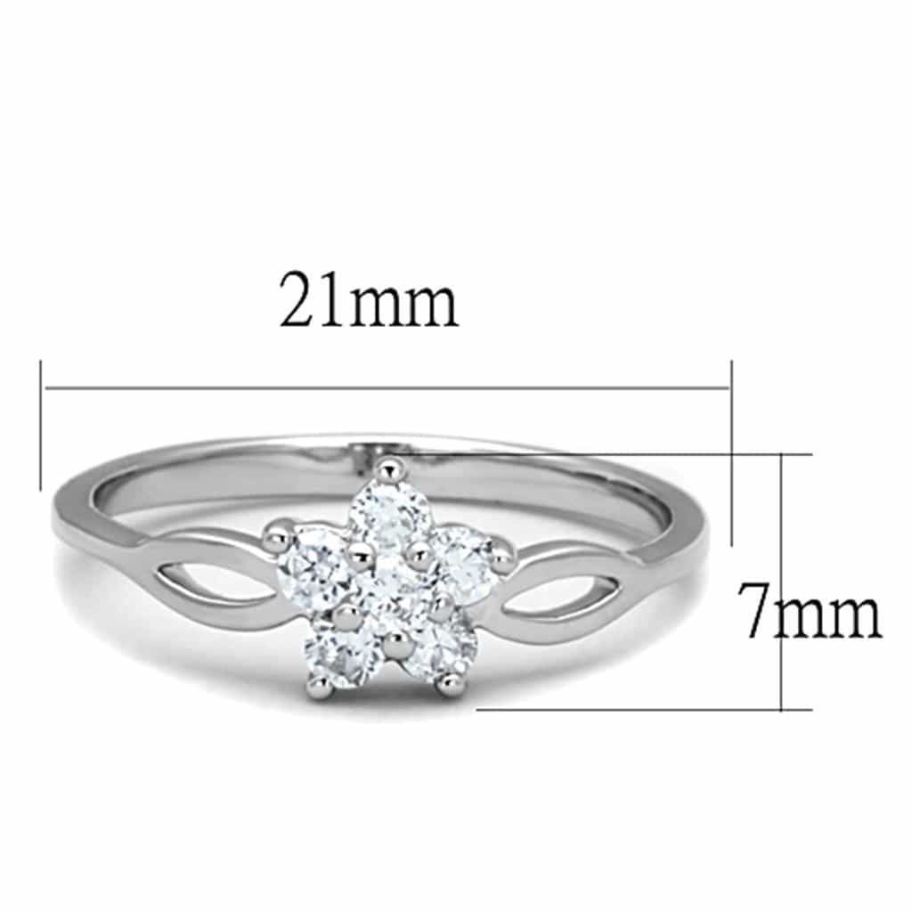 Brass CZ Cluster Flower Bypass Ring view 3