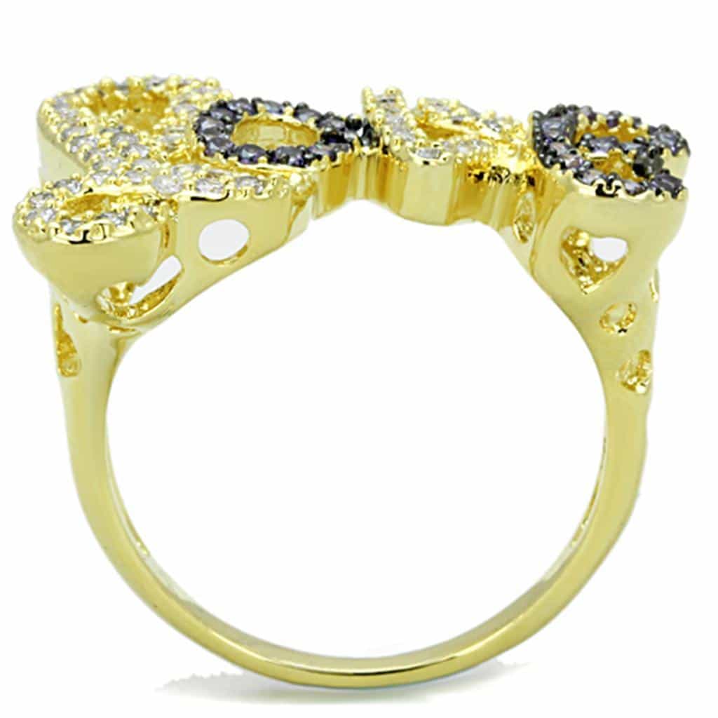 Brass Gold CZ Pave Love Script Word Ring view 5