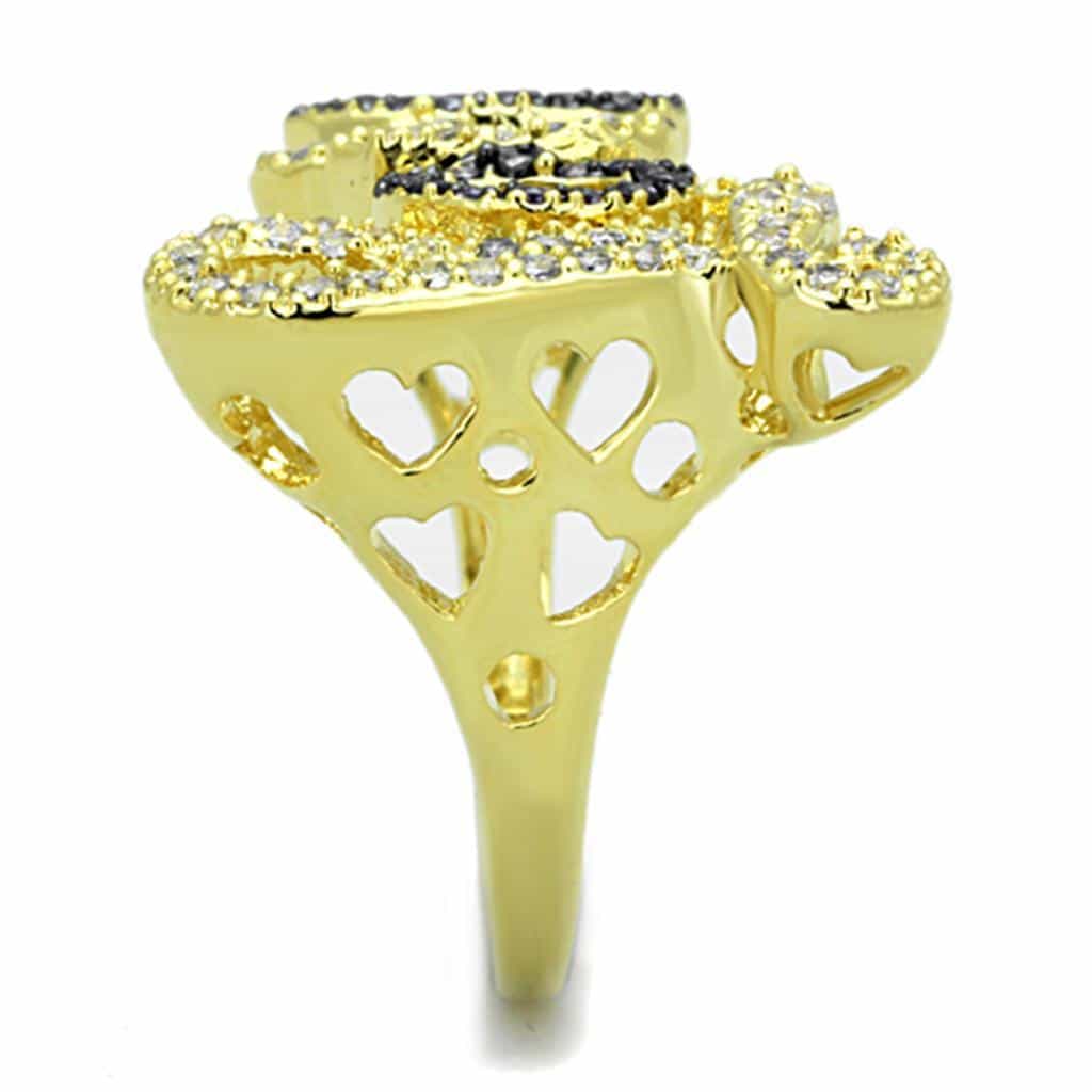 Brass Gold CZ Pave Love Script Word Ring view 7