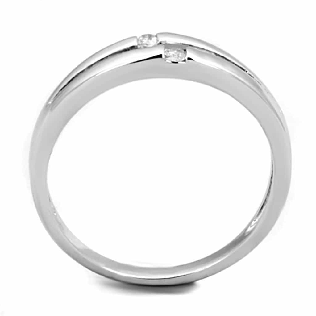 Brass CZ Princess Bezel Minimalist Band Ring view 5