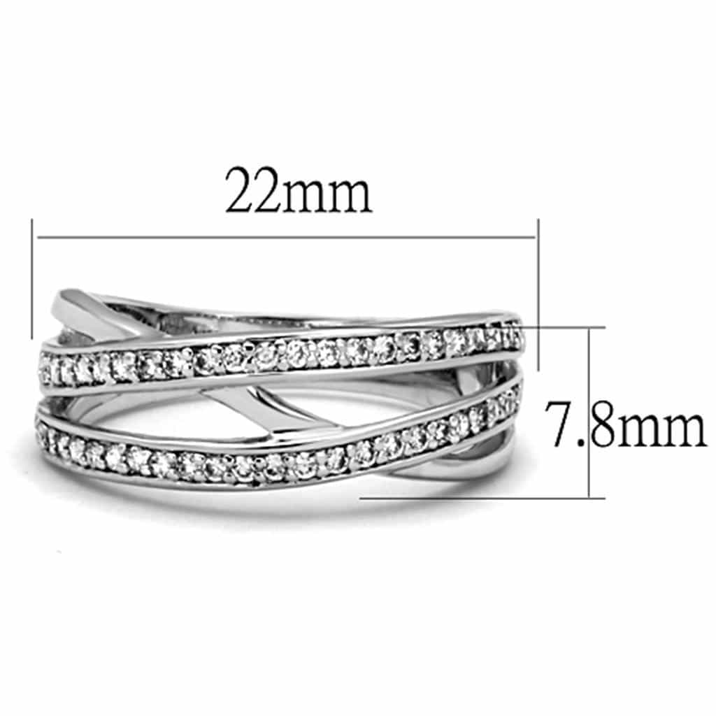 Brass CZ Pave Double Crossover X Band Ring view 3
