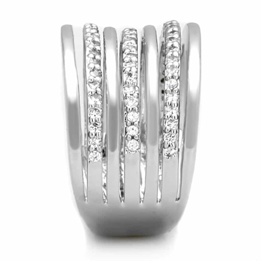 Brass CZ Pave Triple Row Wide Band Ring 3W791 view 7