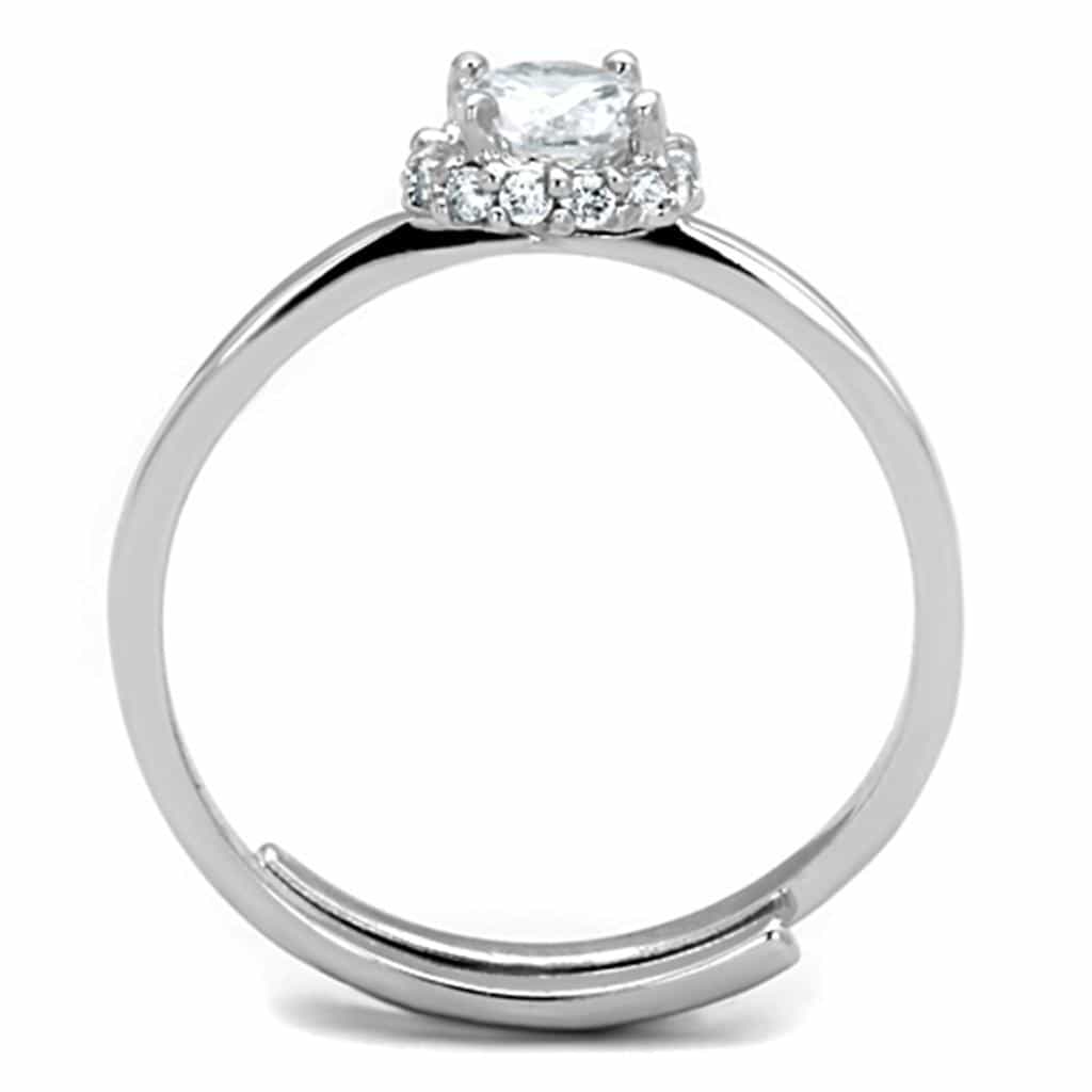 Brass CZ Round Halo Split Shank Solitaire Ring view 5