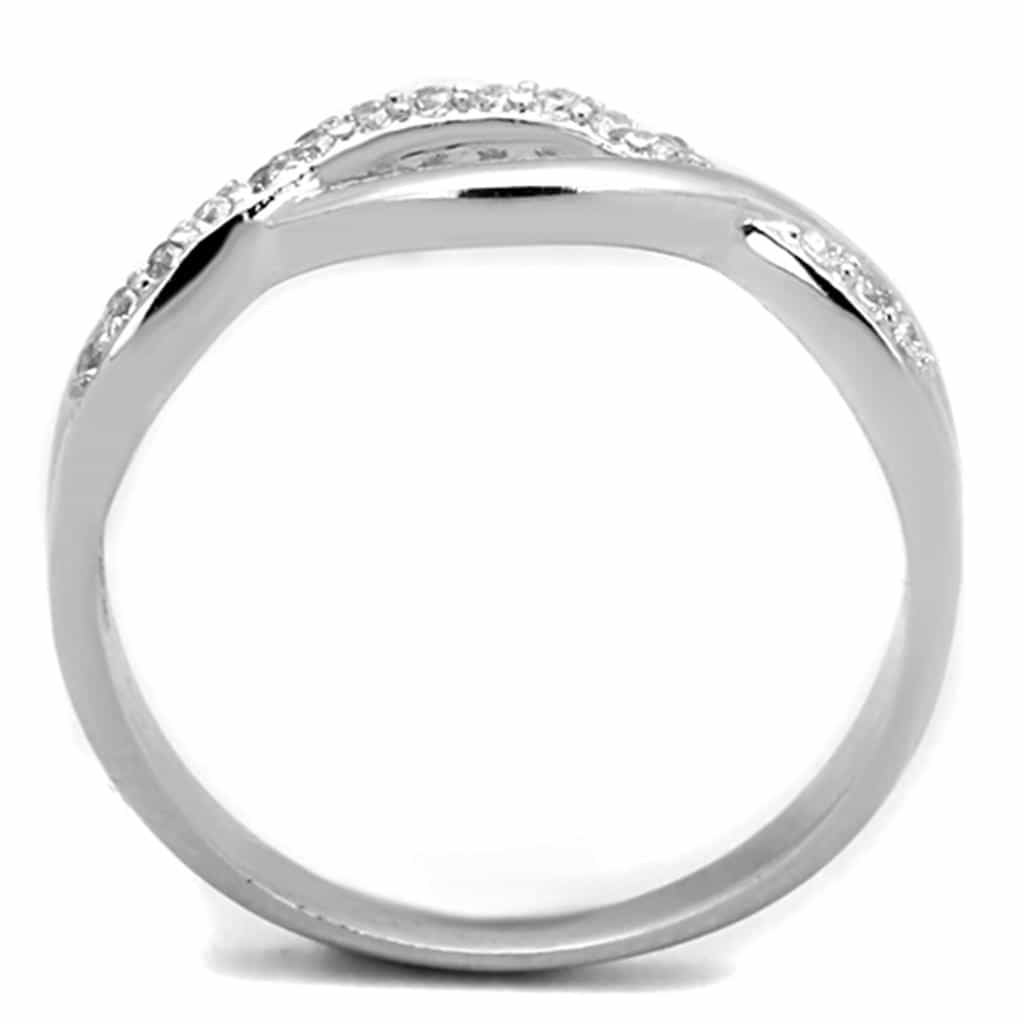 Brass CZ Pave Infinity Twist Band Ring view 5
