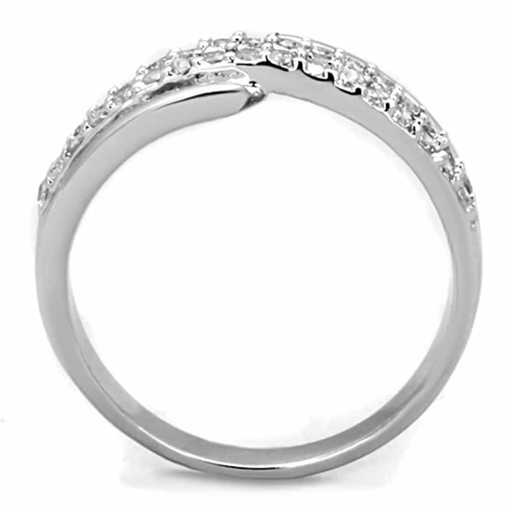 Brass CZ Pave Bow Wave Crossover Wide Band Ring view 5