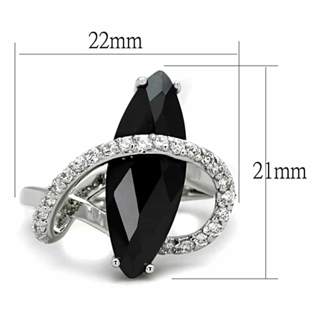 Brass Black CZ Marquise Pave Teardrop Halo Ring view 3