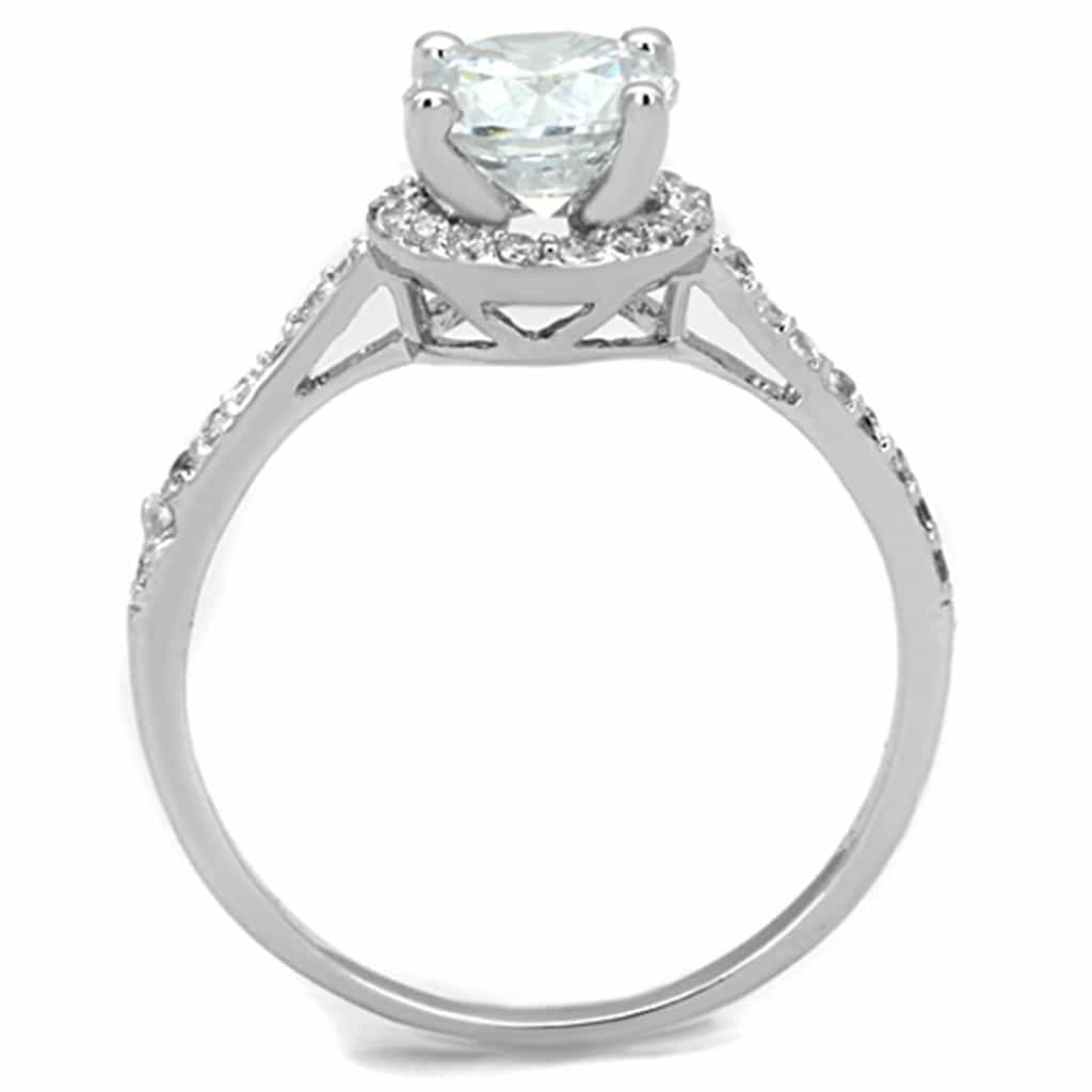 Brass CZ Round Halo Pave Band Solitaire Ring view 5