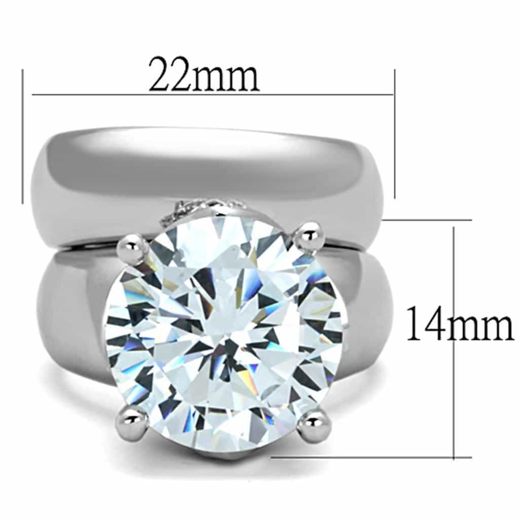Brass CZ Round Solitaire Polished Wide Swirl Ring view 3