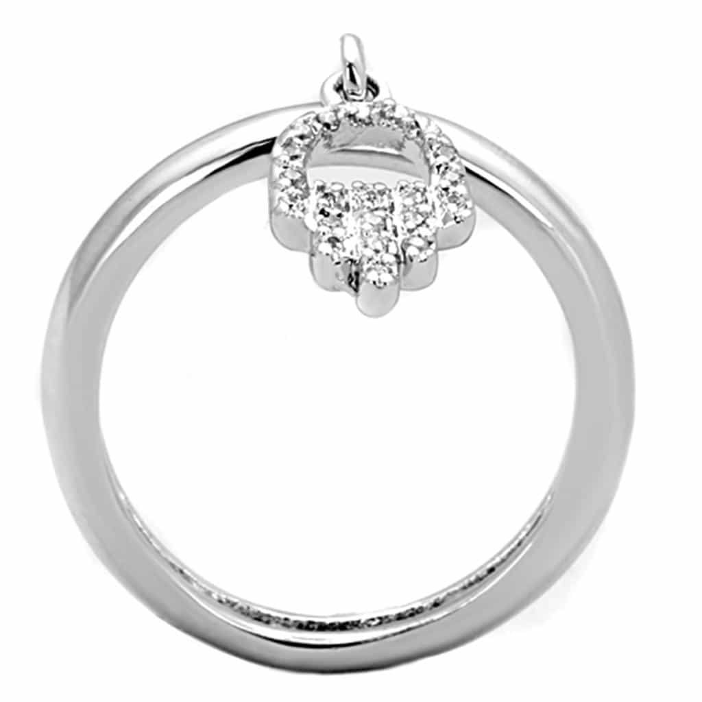 Brass CZ Pave Hamsa Hand Charm Open Ring view 5