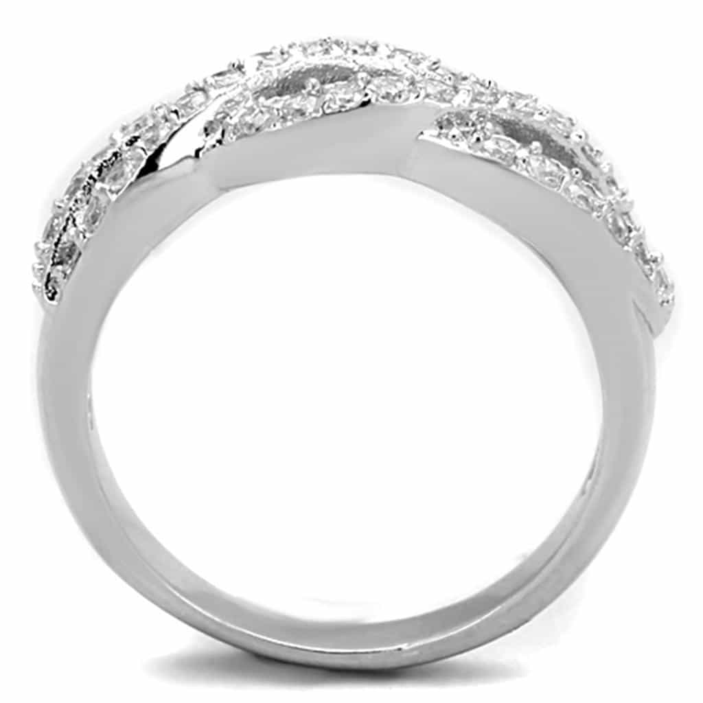 Brass CZ Pave Twisted Infinity Crossover Ring 3W809 view 5