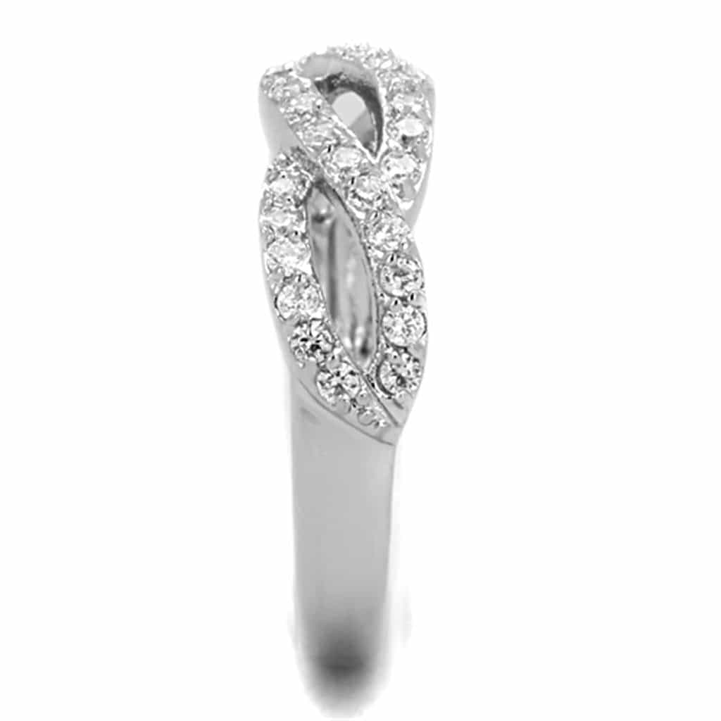 Brass CZ Pave Twisted Infinity Crossover Ring 3W809 view 7